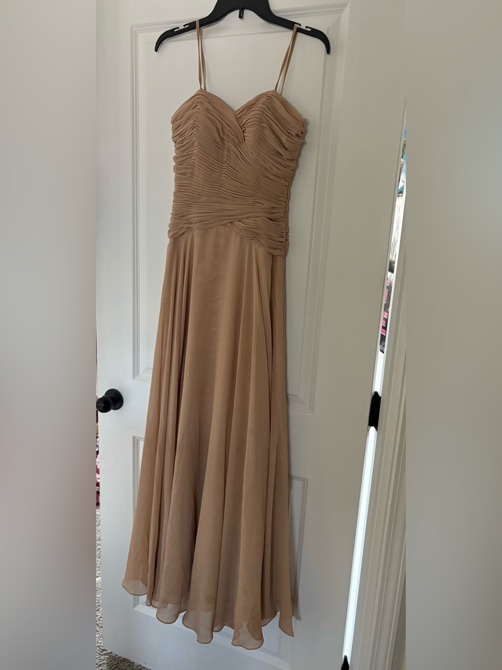 Ruched Bodice Prom Dress in Sand